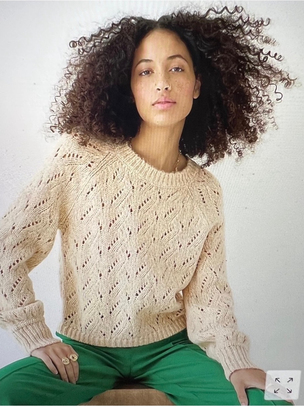 J. Crew Cream Pointelle Crewneck Sweater